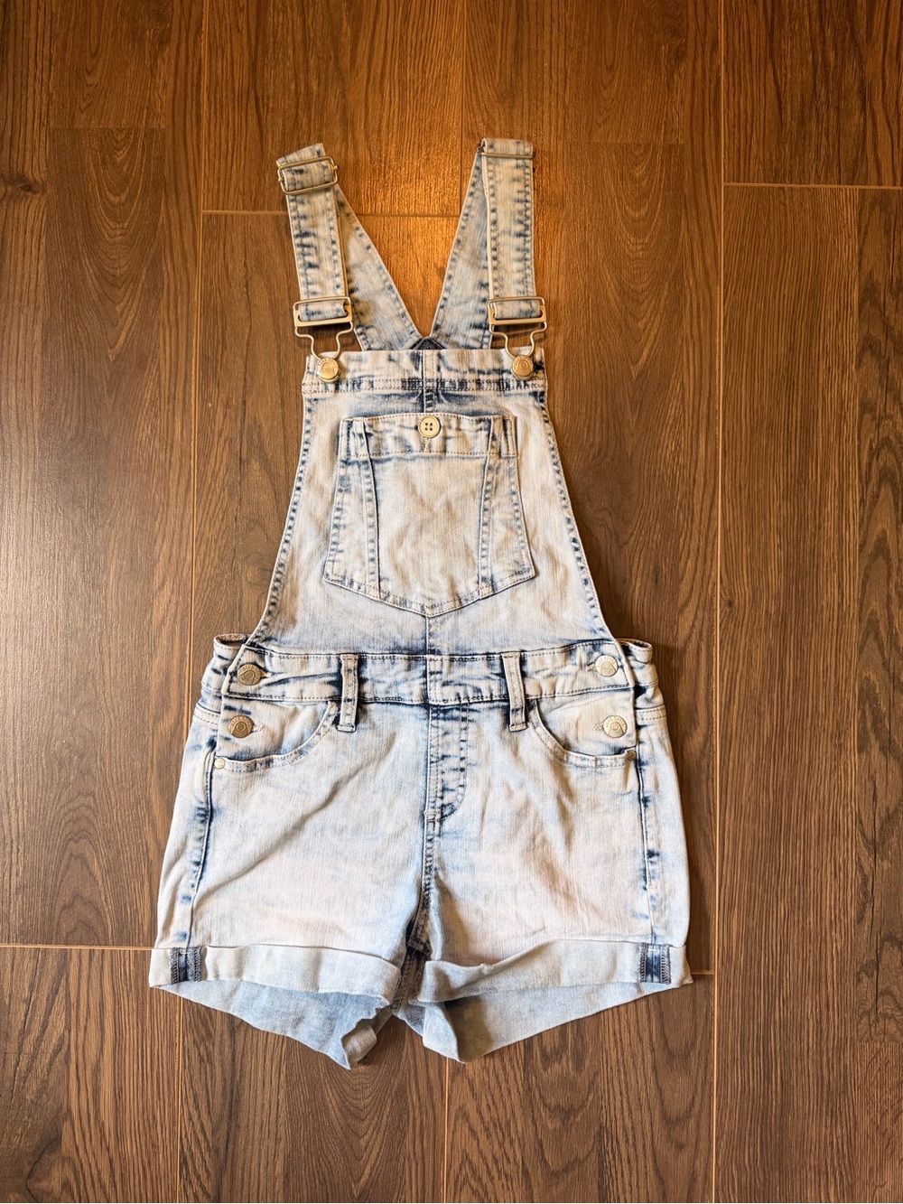 Blue Spice Light Wash Denim Overalls with Dark Blue Patch Label